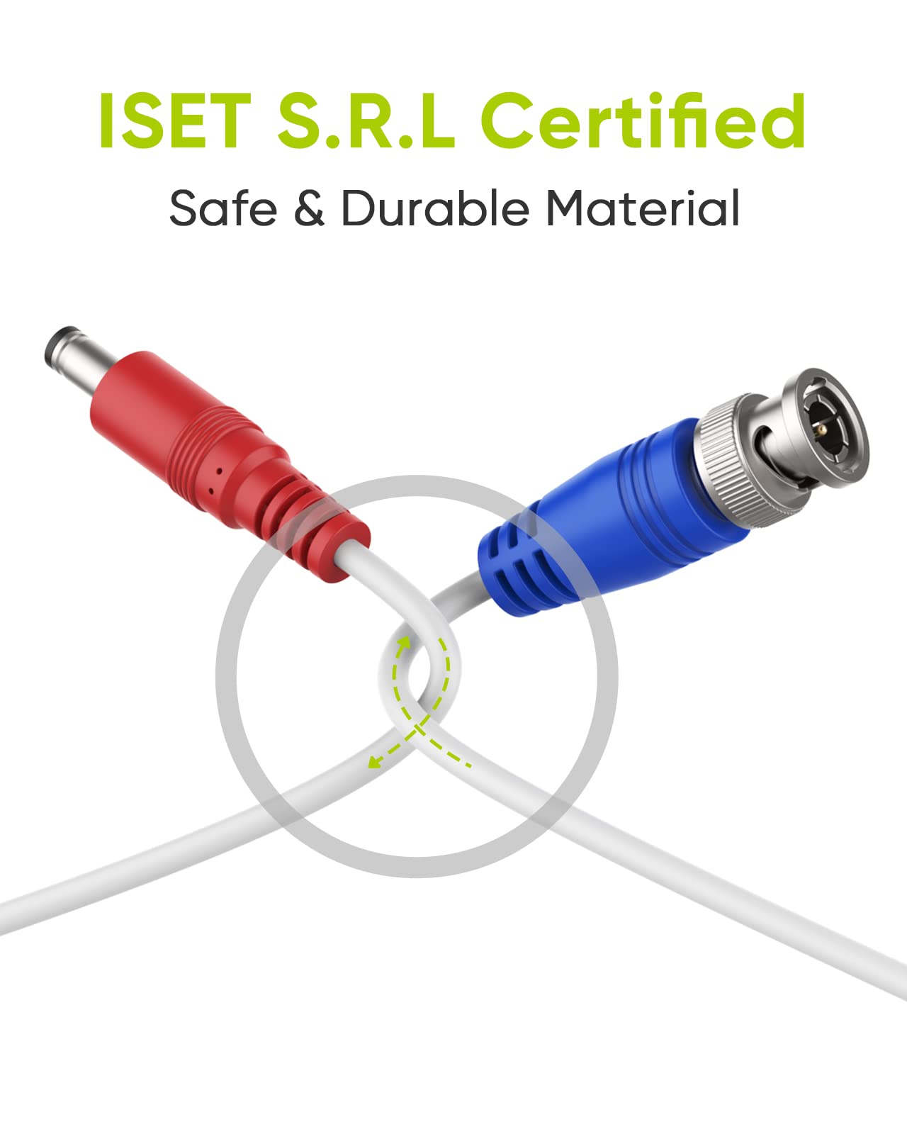 Sannce 4 Pack 100Ft Bnc Video And Power Security Camera Cable With Bnc Connectors And Rca Adapters For Cctv Camera System 100Pcs Cable Clips Included (White)