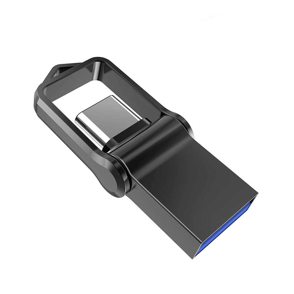 Type C Otg Usb Flash Drive 64Gb, Kalsan 64Gb Usb 3.0+Type C 2 In 1 Otg Dual Waterproofusb Memory Stick With Keychain Metal Black