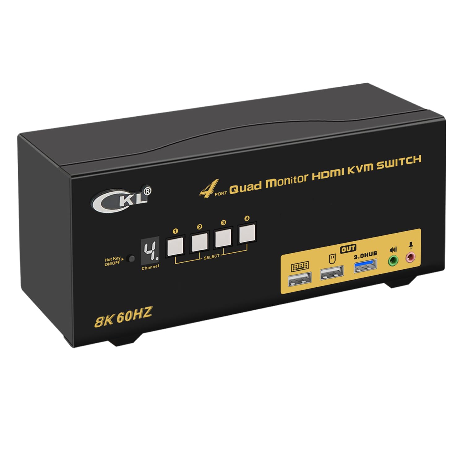 Ckl 4 Port Quad Monitor Usb 3.0 Kvm Switch Hdmi 2.1 8K 60Hz 4K 120Hz 144Hz With Edid For 4 Computers 4 Monitors (944Hua 5)