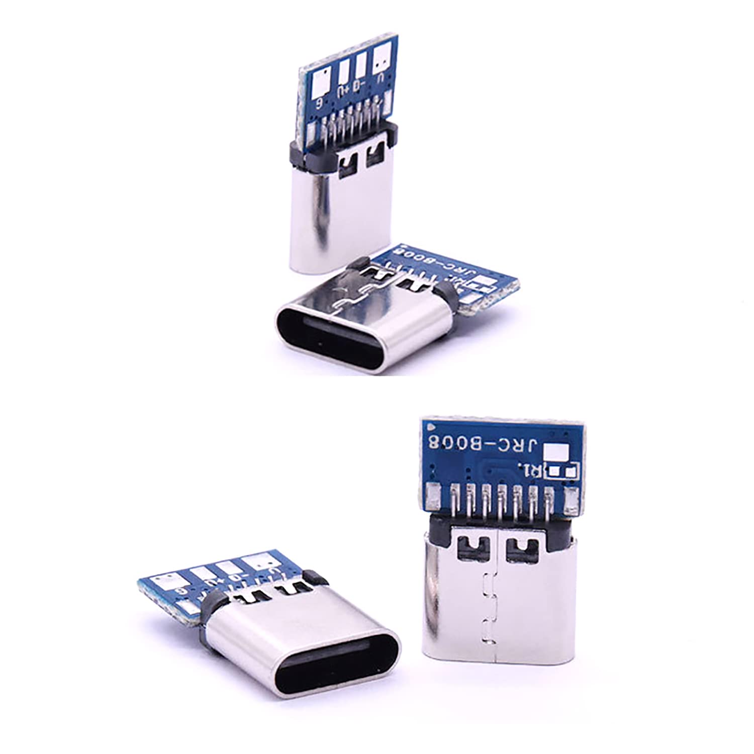 Teansic 20 Pcs Usb 3.1 Type C Female Plug Socket Connector With Pcb Board 24 Pin Diy Data Line Interface Female Socket
