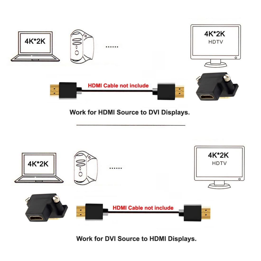 Chenyang Dvi To Hdmi Converter Hdmi To Dvi (24+1) 90Degree Up Angled Connector Adapter For Computer Hdtv Graphics Card