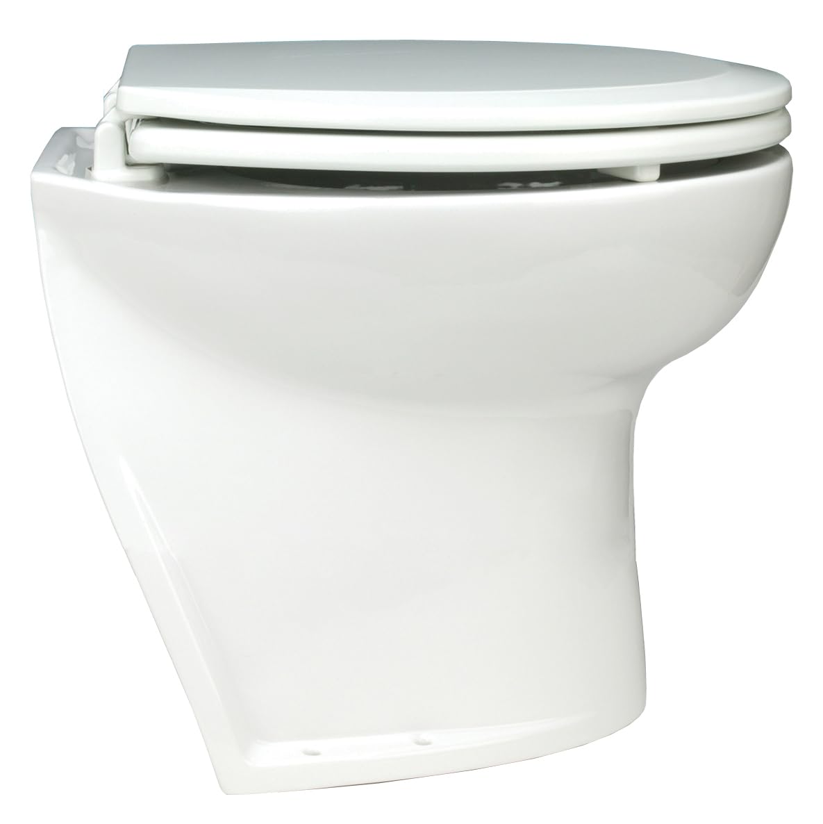 Jabsco Deluxe Flush 14'' Angled Back 12V Raw Water Electric Marine Toilet W/Remote Rinse Pump &Amp; Soft Close Lid,WBHDWB0D7RBLB2B