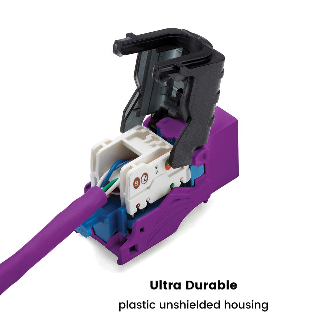 Truecable Cat6A Toolless Keystone Jack, Unshielded (Utp), Poe++ (4Ppoe) 100W, Ul Listed, Etl Verified, Ansi/Tia Certified, Modular Rj45 Female, Purple, 6 Pack