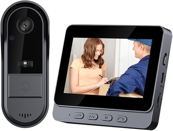 Tkmars Video Doorbell Wireless Doorbell Camera, With Hd 1080P Video, Two-Way Audio, 170? Angle, 4.3Screen, Ipx65 Waterproof For 