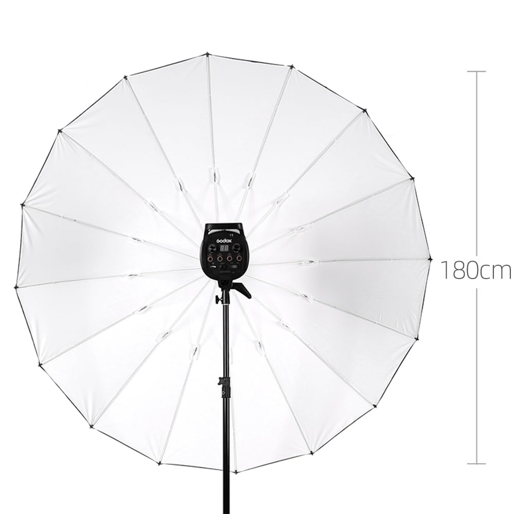 Godox 70 Inch 180Cm Black White Reflective Umbrella Studio Photography Umbrella, White Inner With Large Diffuser Cover, Bag