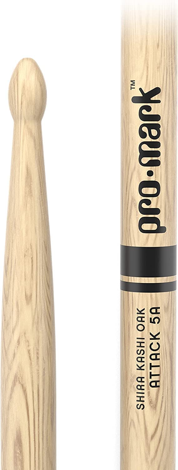 Promark Classic Attack 5A Shira Kashi Oak Drumsticks, Oval Wood Tip, Buy 3 Pairs Get 1 Free