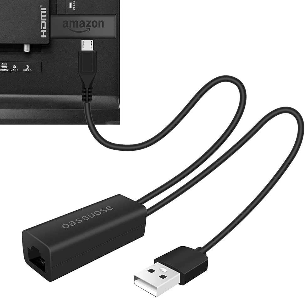 Oassuose Ethernet Adapter For Fire Tv Stick,Fire Stick 4K Ethernet Adapter,For Chromecast Ultra/Google Home Mini And Other Strea