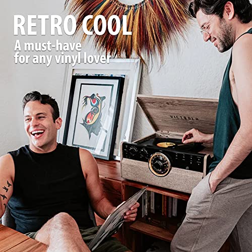 Victrola Empire Mid Century 6 In 1 Turntable With 3 Speed Record Player, Bluetooth Connectivity, Radio, Cassette And Cd Player (