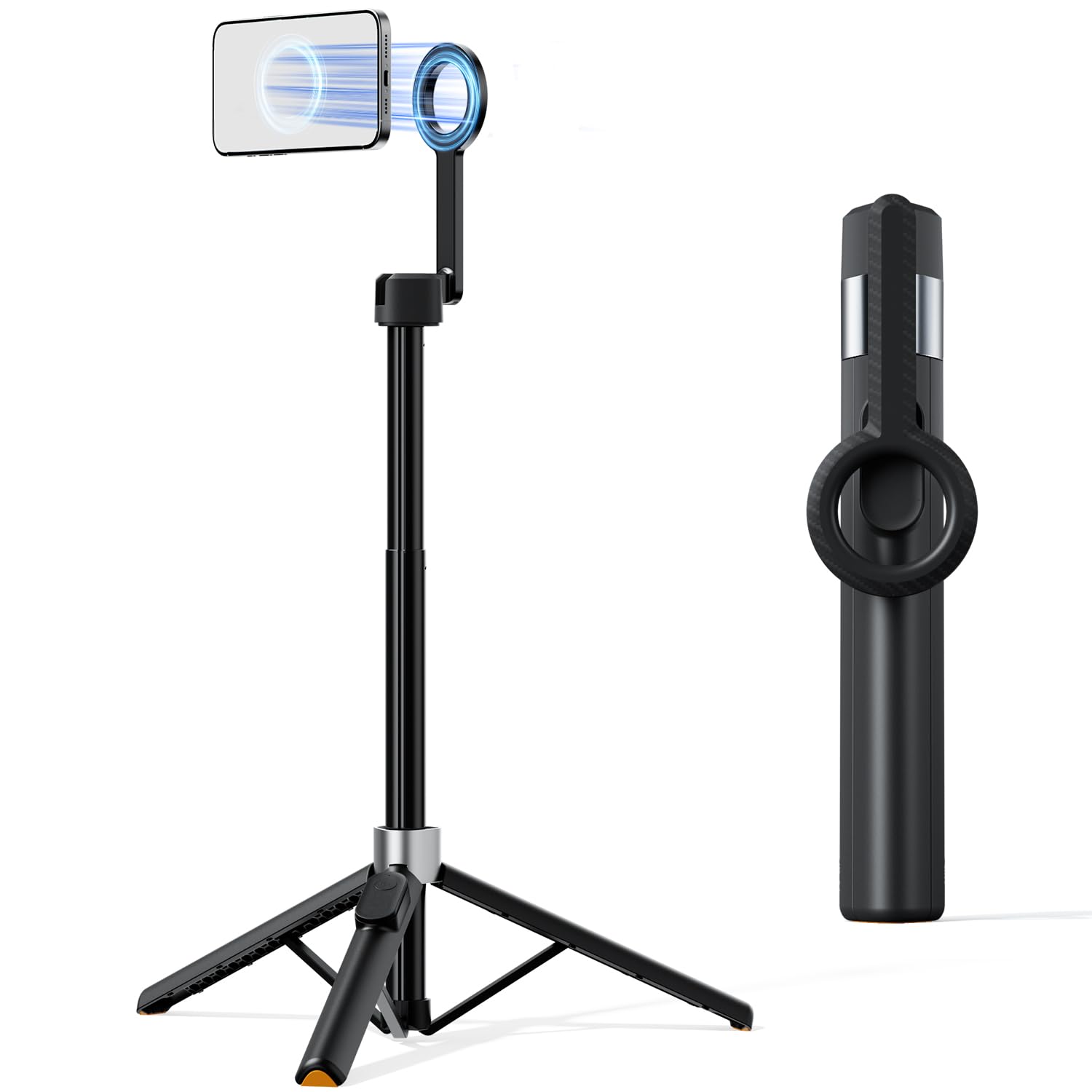 TODI 60 Magnetic Tripod for iPhone,Mini Magnetic Selfie Stick Magnetic Selfie Stick Compatible with iPhone 12-17 Series with Met