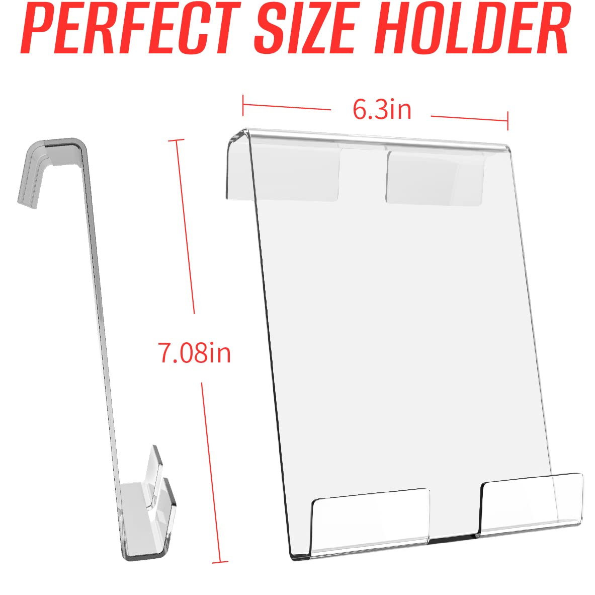 peloride Tablet Holder for Peloton Bike, Tread & Row, Acrylic, Black, Model 768459826007, Compatible with iPad & Kindle