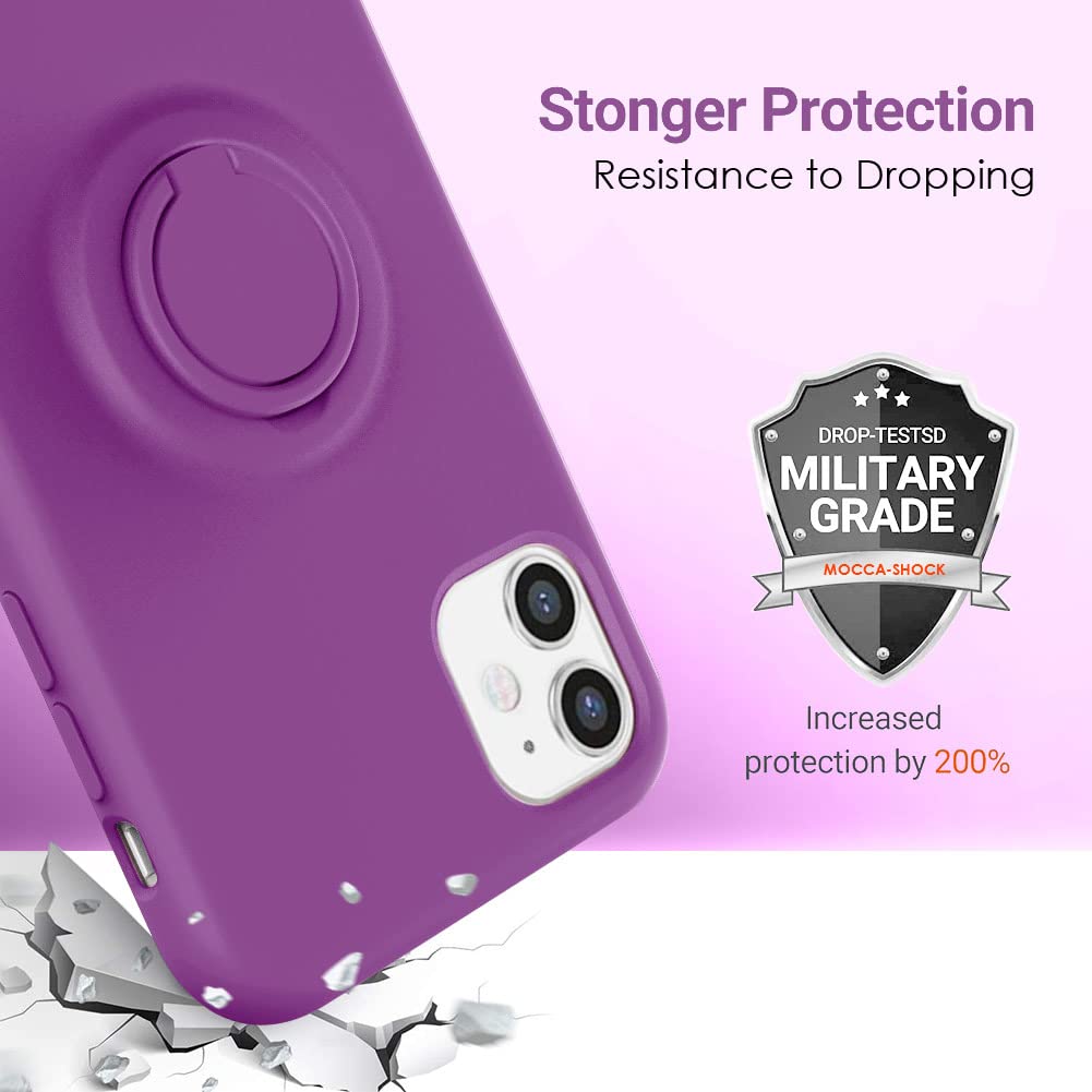 Mocca For Iphone 11 Case With Ring Kickstand | Super Soft Microfiber Lining | Anti Scratch Liquid Silicone Shock Absorbing Case