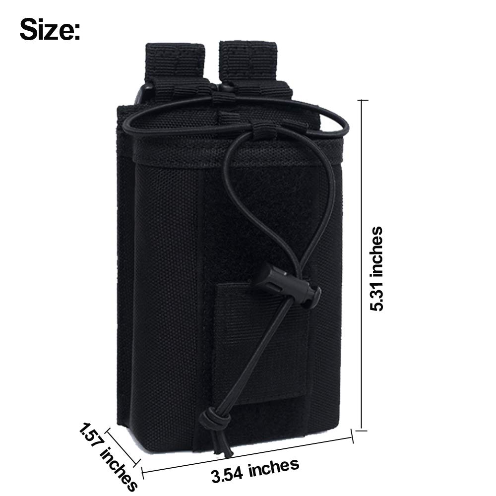 Radio Pouch   1000D Tactical Molle Adjustable Two Way Radios Holder Bag Case For Walkie Talkies (2 Pack Black+Black)