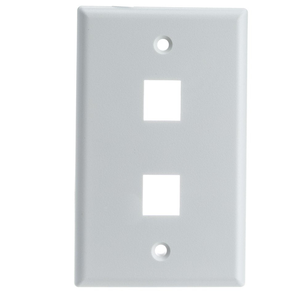 Keystone Wall Plate 2 Port, White (Cat5E, Cat6, Coax (Video), Aux (Cat6 For Data, Ip Phone, Pots Or Other), Single Gang, Cablewh