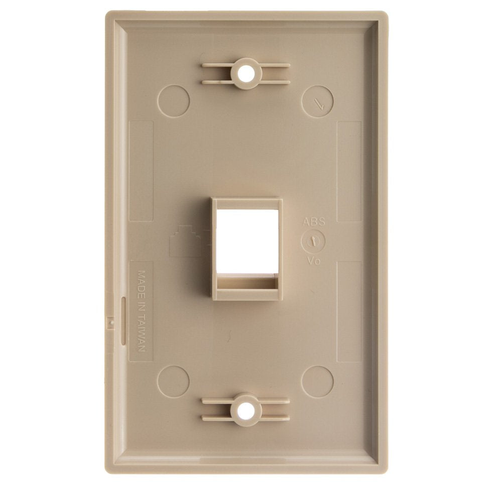 Keystone Wall Plate 1 Port, Beige (Cat5E, Cat6, Coax (Video), Aux (Cat6 For Data, Ip Phone, Pots Or Other), Single Gang, Cablewh