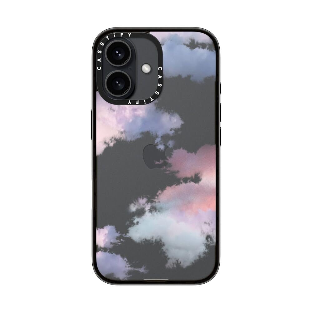 Casetify Compact Case For Iphone 16 [Lightweight / 4 Ft. 2X Military Grade Drop Protection/Slim]   Clouds   Clear Black