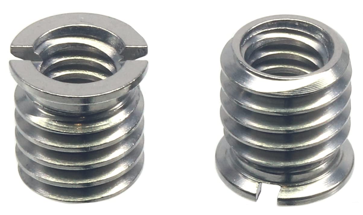 Hithut Stainless Steel 1/4'' 20 Female To 3/8'' 16 Male Convert Screw Adapter 2 Pieces 10.5Mm Height