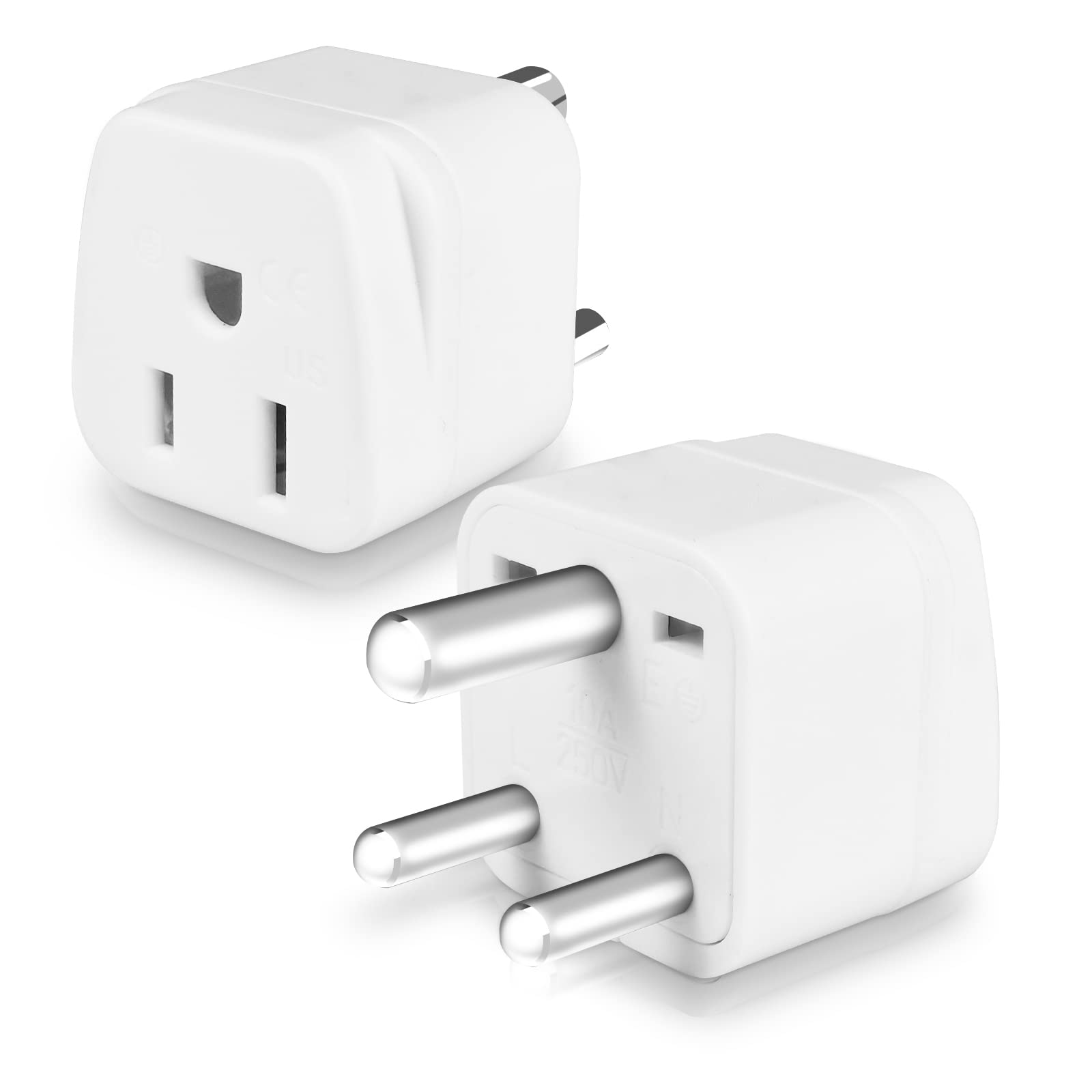Us To India Plug Adapter,Type D Plug Adapter India Power Adapte Us To India, Bangladesh, Maldives, Pakistan Travel Adapter 2 Pac
