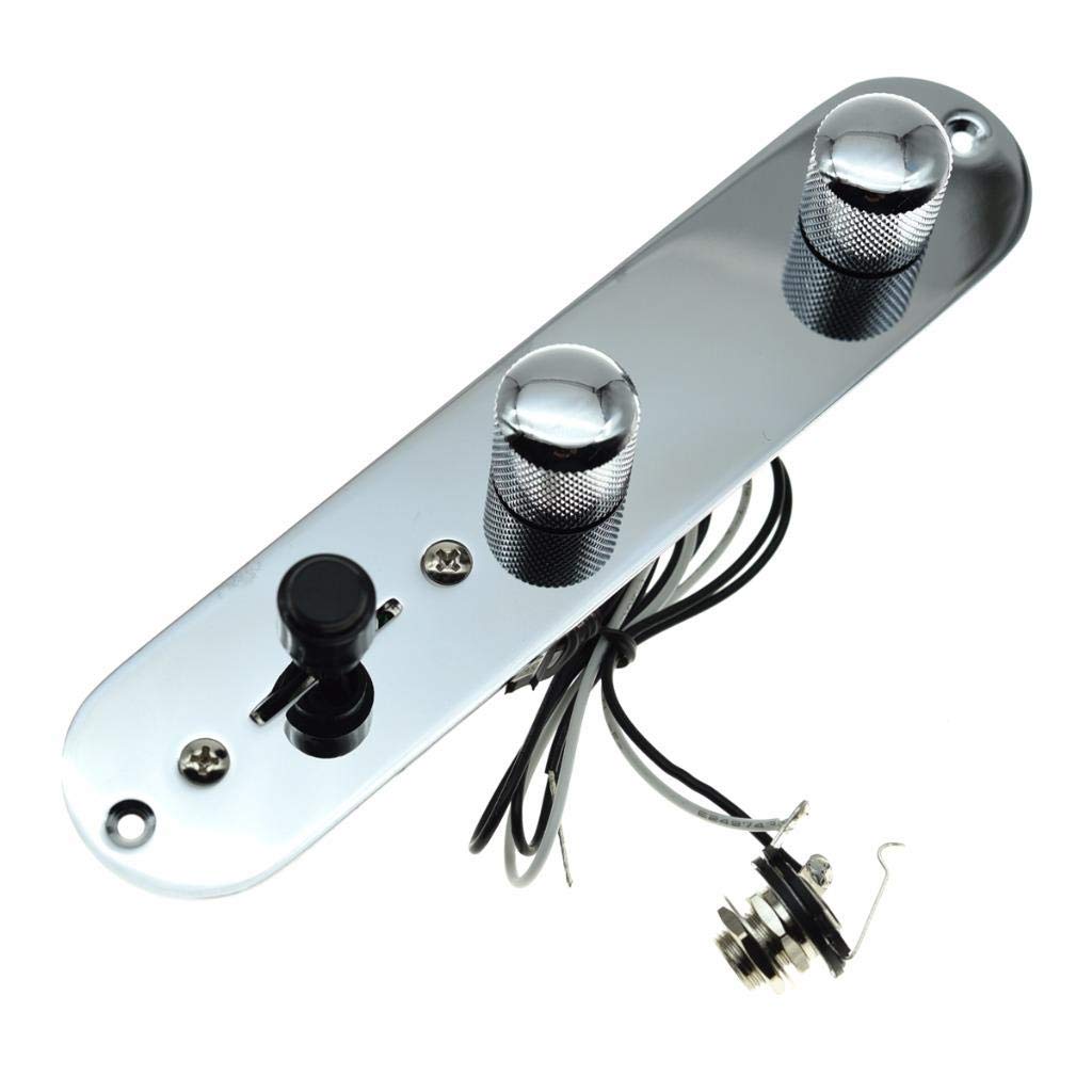 Dopro Loaded Control Plate Pre Wired 3 Way Control Plate With Wiring Harness For Fender Tele/Telecaster Guitars Chrome