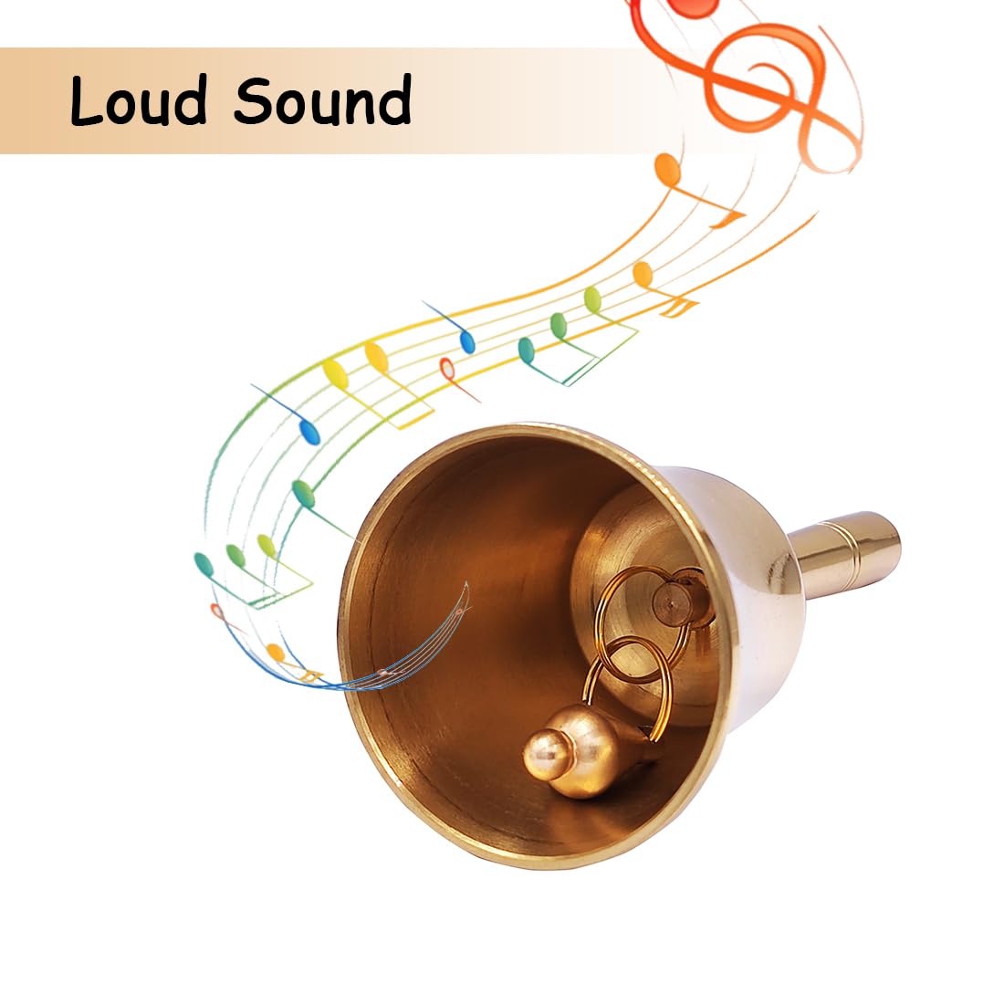 Hourwof Loud Hand Call Bell,Solid Brass Dinner Bell Service Bell Pet Training Bell Jingle Bell,Gold