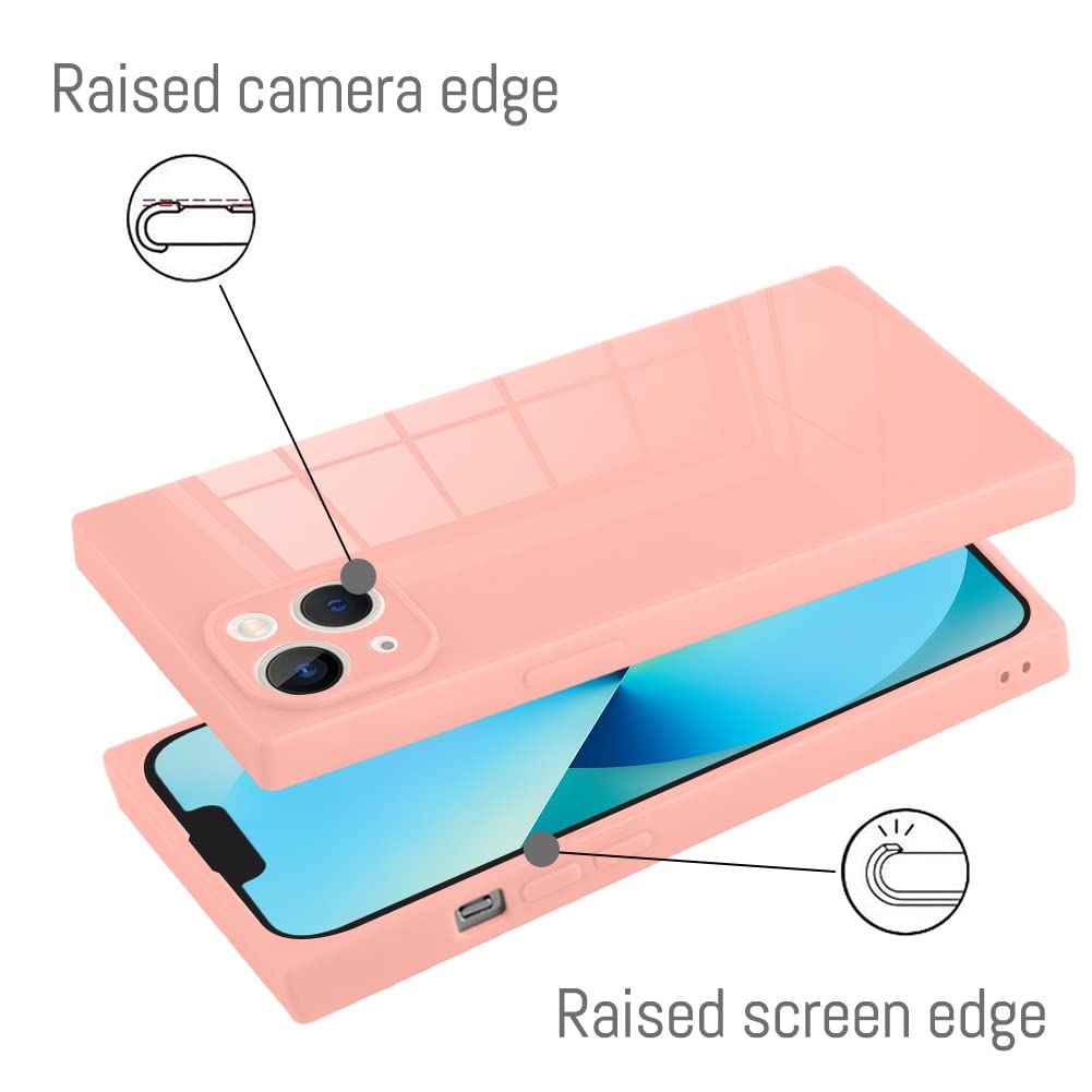 Lsl For Iphone 13 Case Square Pink Soft Tpu Bumper Anti Fall Anti Scratch Shockproof 360 Degree Heavy Duty Protective Wireless S