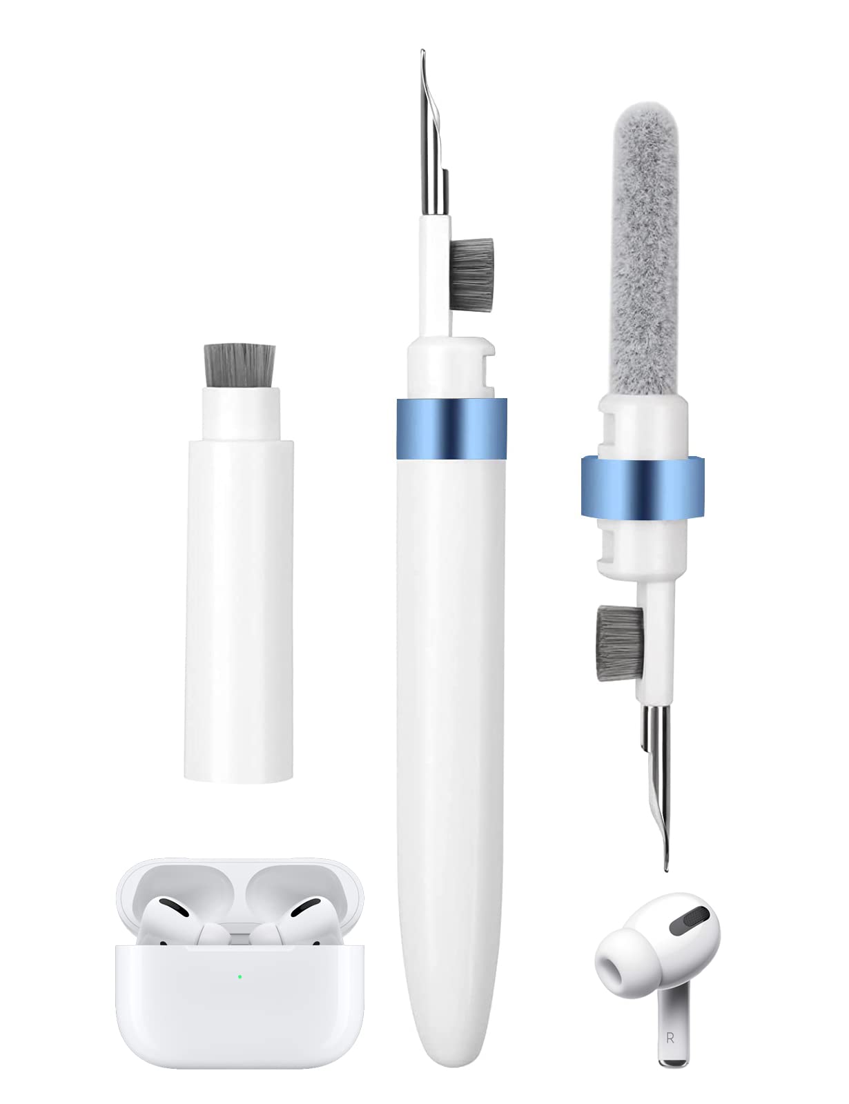 Ahero 4 In 1 Cleaner Kit For Airpods, Cleaning Pen For Earphones, Cleaning Tool For Charging Case And Headphones (Blue)