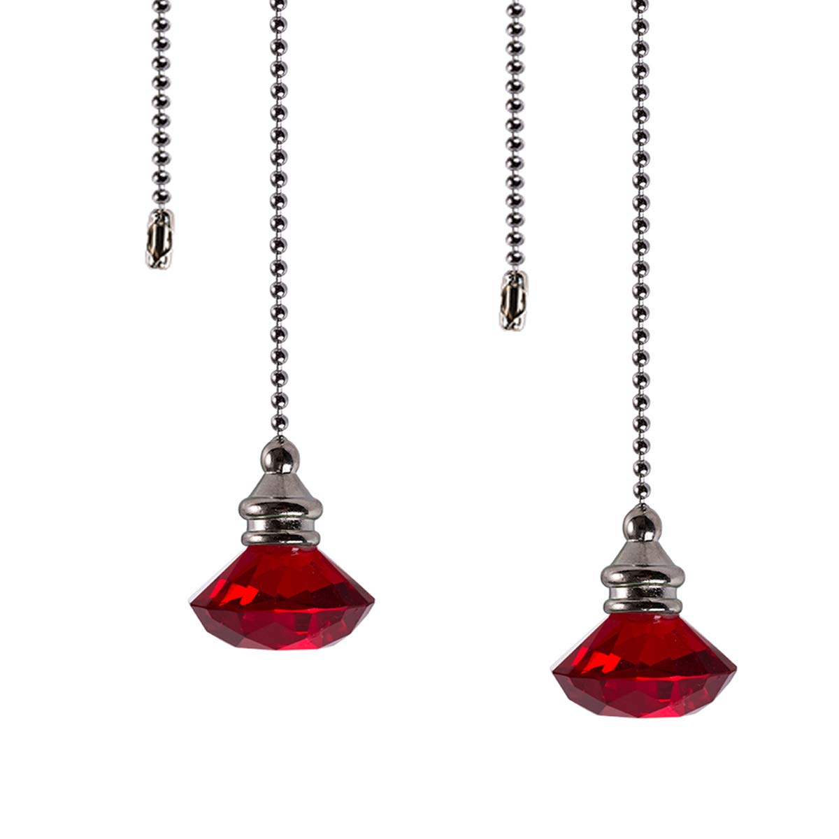 Longsheng Ceiling Fan Pull Chain Set   2 Pieces Red Diamond Fan Pull Chains 20 Inch Ceiling Fan Chain Extender With Chain Connec