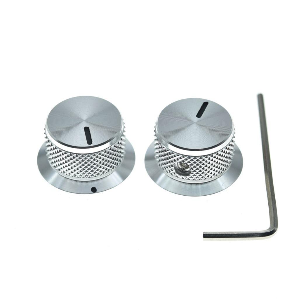 2-Pack Set Screw Style Aluminium Potentiometer Knobs 1/4"" Universal Top Hat Knobs Bell Volume Tone Control Knobs For Guitar/Bas