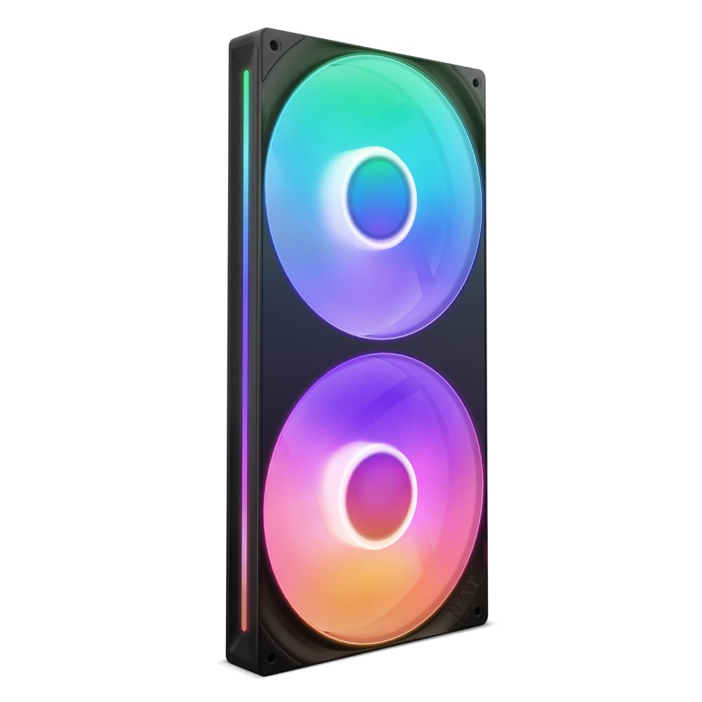 NZXT F280 RGB Core | 280mm SingleFrame Fan Unit with 2 x 140mm RGB Fans | Speed & Lighting Control | High Static Pressure & Air