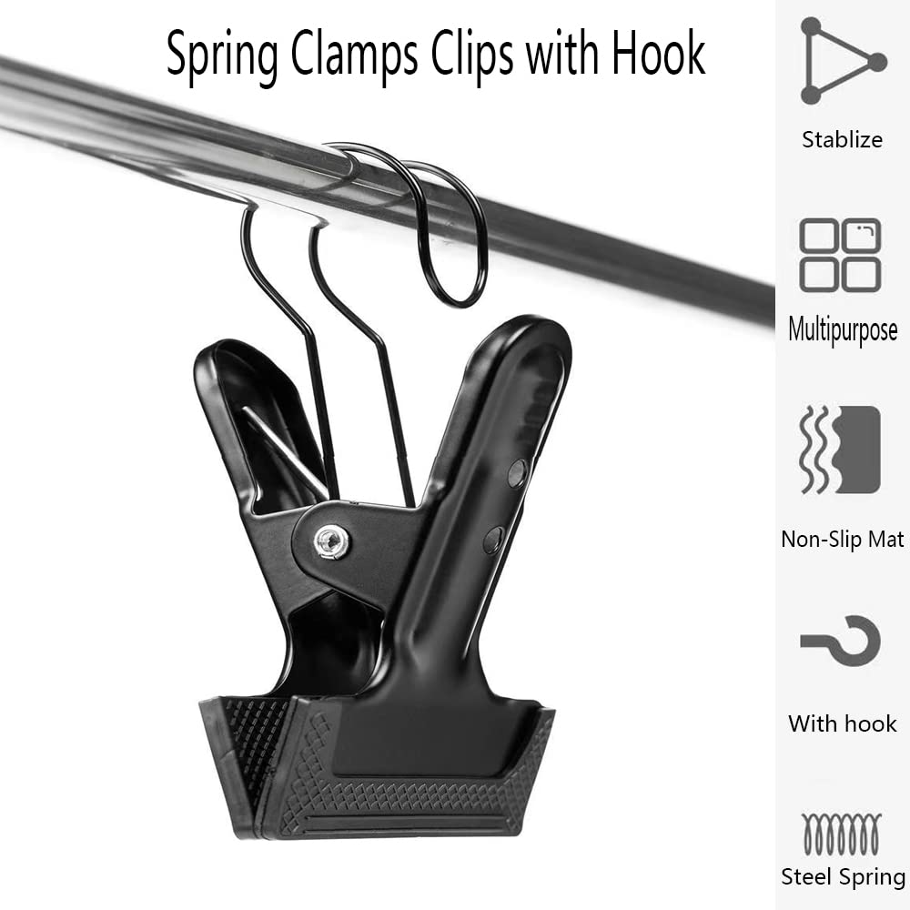Kagyoku Backdrop Spring Clamps With Hook  2 Pack Of 4'' Heavy Duty Clips For Photography Background Stands, Woodworking & Home I