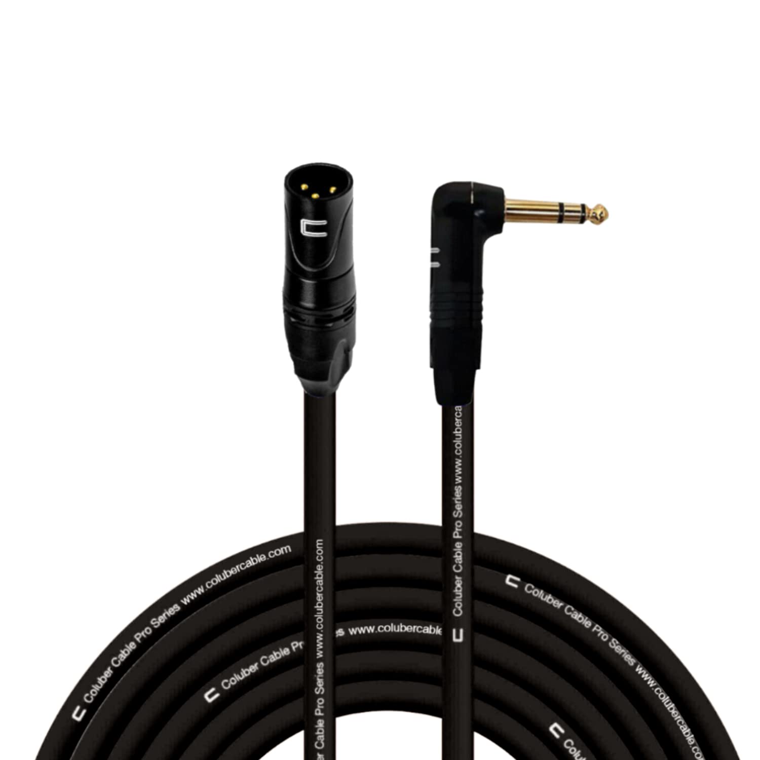 Balanced Xlr Cable Male To Right Angle 1/4'' Trs   35 Feet Black   Pro 3 Pin Microphone Connector For Powered Speakers, Audio In