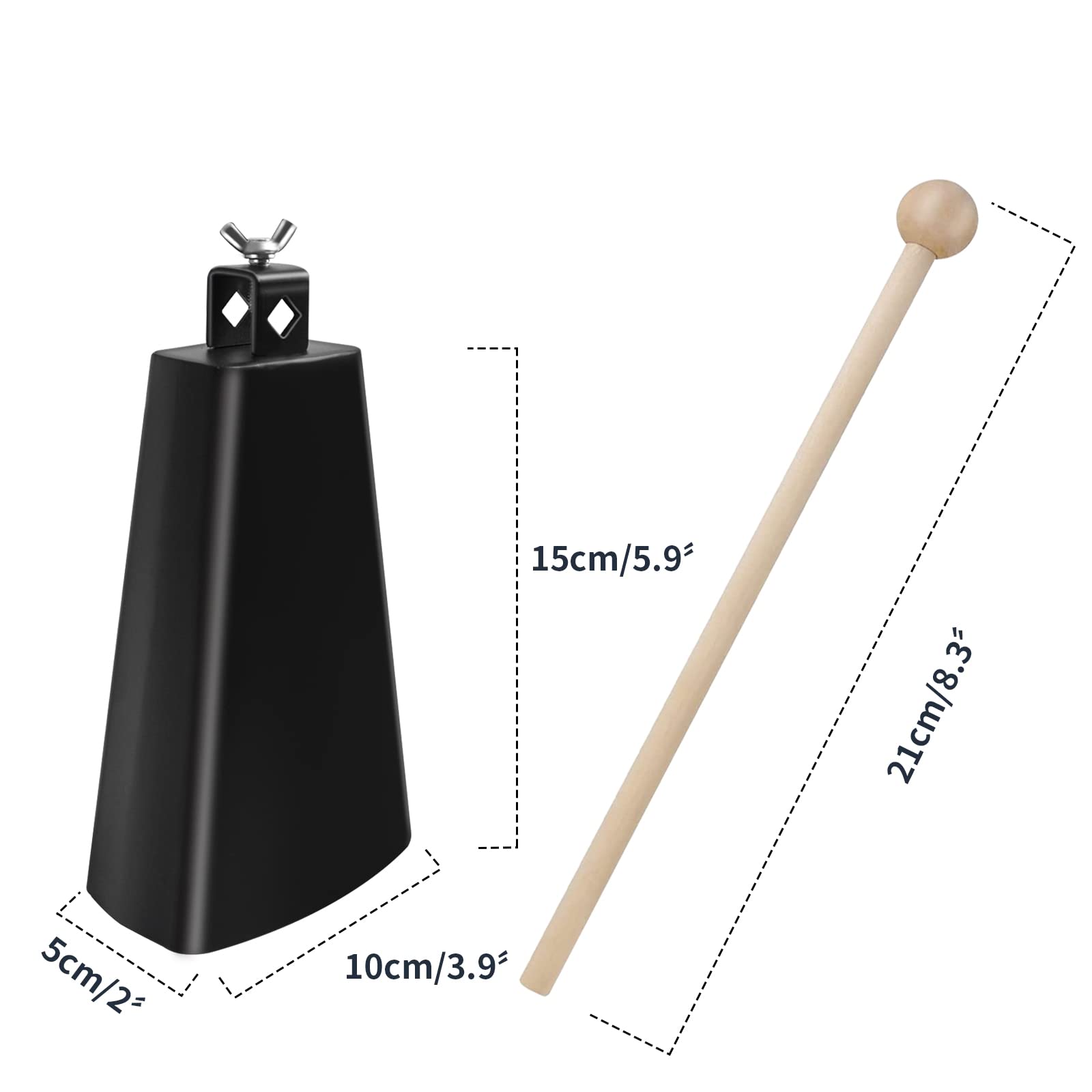 Soulmate Cowbell 7 Inch Metal Steel Cow Bells Instrument Noise Makers Cowbell Hand Percussion Cow Bell With Handle Stick For Dru