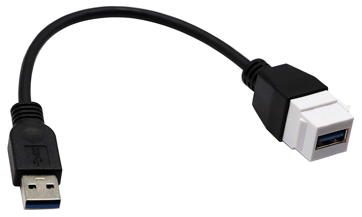 Usb 3.0 Keystone Jack Inserts Cable, Haokiang Usb 3.0 A Female To Usb A 3.0 Male Keystone Insert Wall Plate Outlet Panel Adapters Connector Cable 20Cm/8Inch (Usb3.0 M/F)