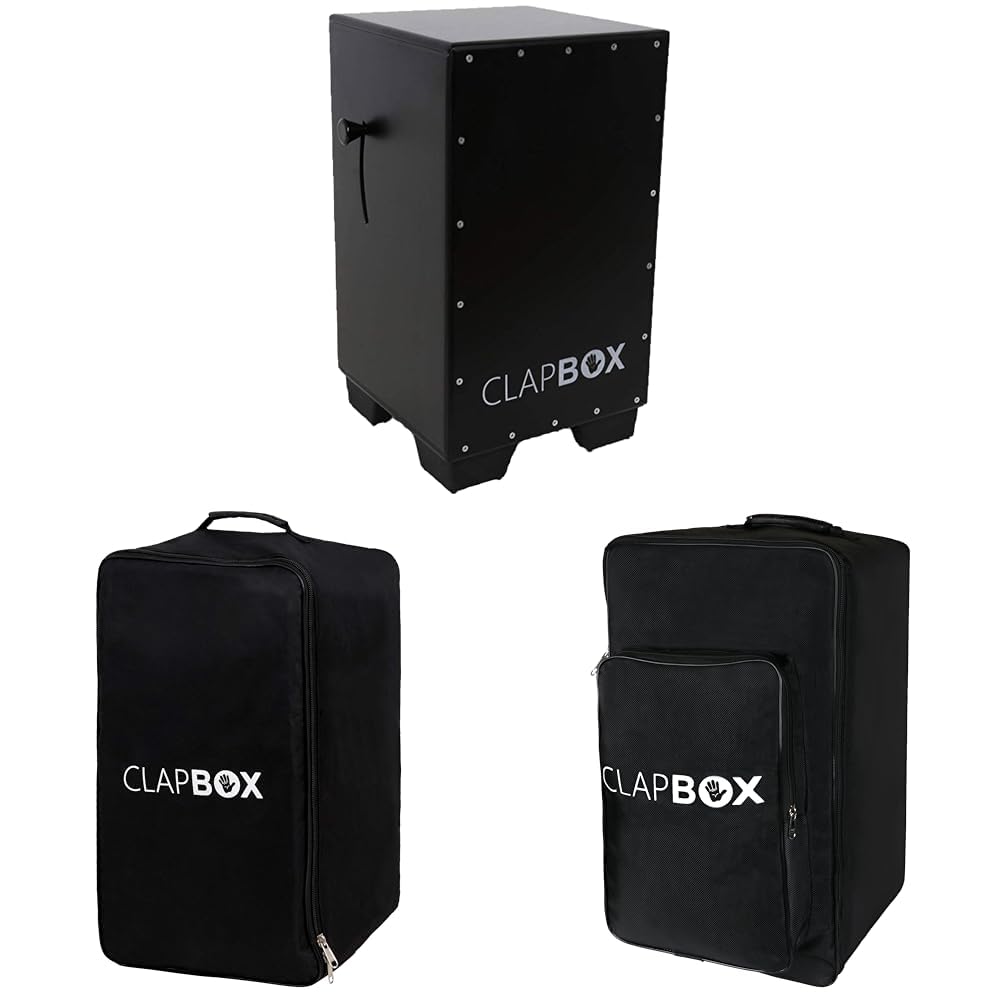 Clapbox Adjustable Snare Cajon (Oak Wood, H:50 W:30 L:30) with 3 Internal Snares & Cajon Bag with Carry Handle and Shoulder Stra