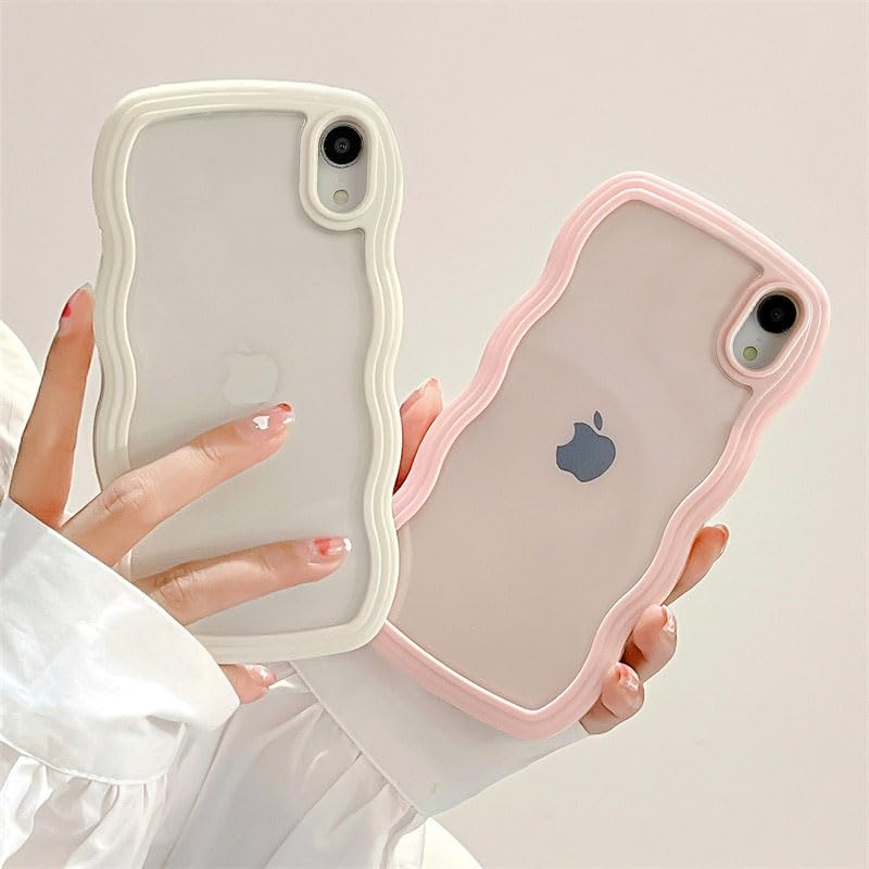 Qltypri Compatible With Iphone Xs Max Case, Cute Curly Wave Frame Clear Case For Girls Women, Transparent Soft Silicone Tpu Bump