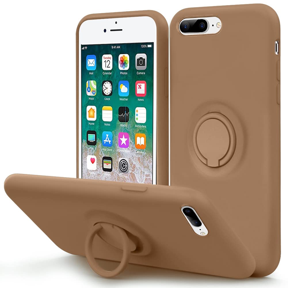 Mocca For Iphone 7 Plus Case, Iphone 8 Plus Case With Ring Kickstand | Super Soft Microfiber Lining Anti Scratch | Full Body Sho