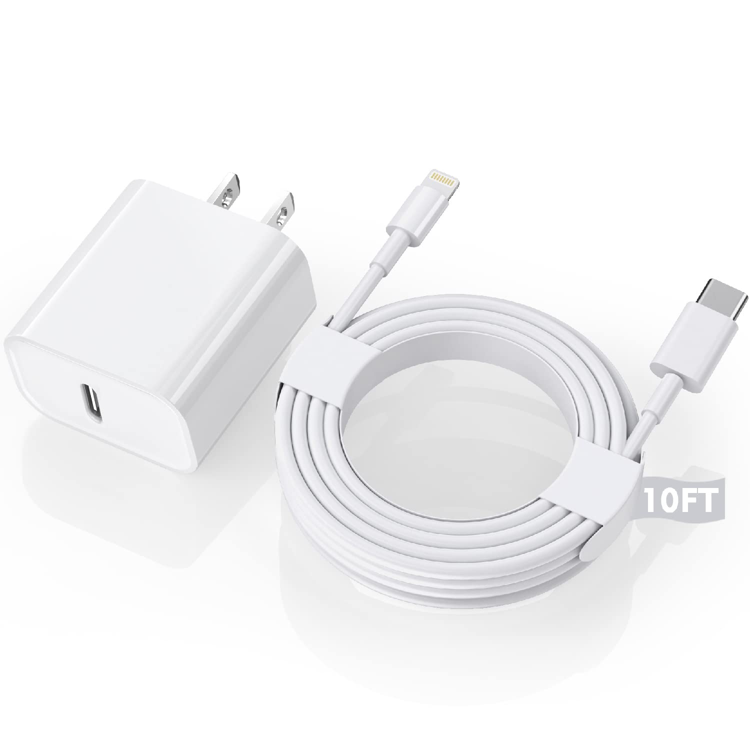 Iphone Charger ?Apple Mfi Certified? 10Ft Extra Long Fast Charging Type C To Lightning Cable With 20 Pd Usb C Wall Charger Block