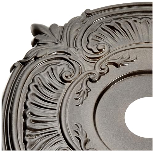 22Od X 3 1/2Id X 1P Attica Thermoformed Pvc Ceiling Medallion (Fits Canopies Up To 7 3/4), Metallic Black Night