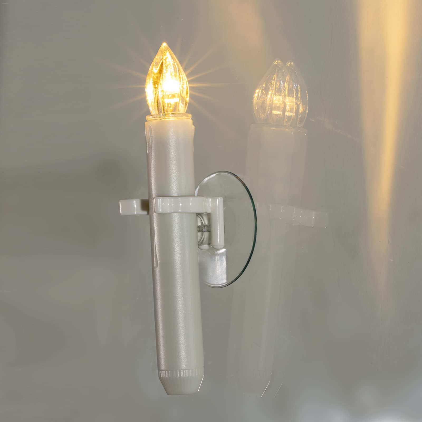 Raycare 12 Pcs Christmas Window Candles With 6 Hour Timer With Suction Cups, Double Brightness Flameless Taper Candle Battery Op