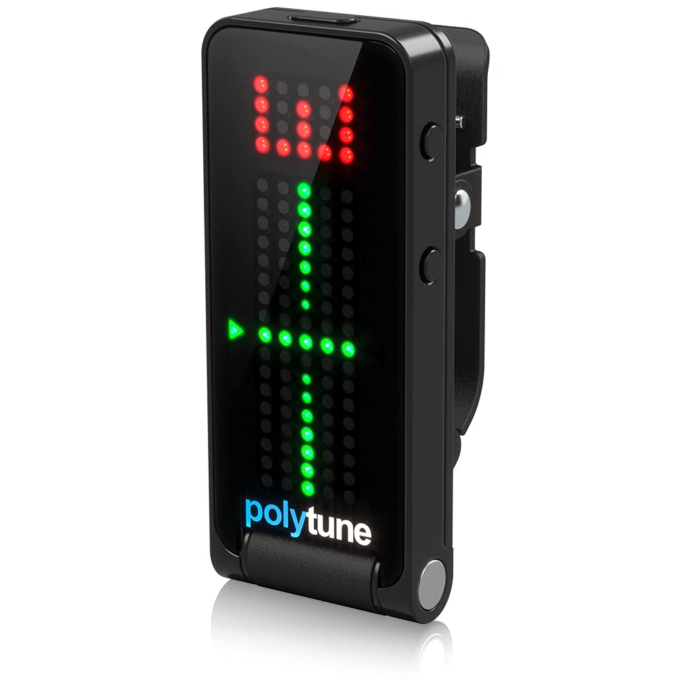 Tc Electronic Polytune Clip Clip On Tuner With Polyphonic, Strobe And Chromatic Modes And 108 Led Matrix Display For Ultimate Tuning Performance