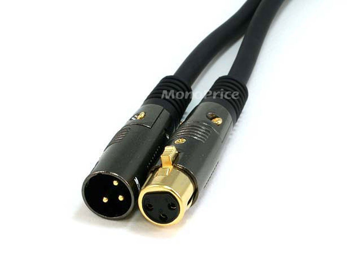 Monoprice 104752 Premier Series Xlr Male To Xlr Female   10Ft   Black   Gold Plated | 16Awg Copper Wire Conductors [Microphone &