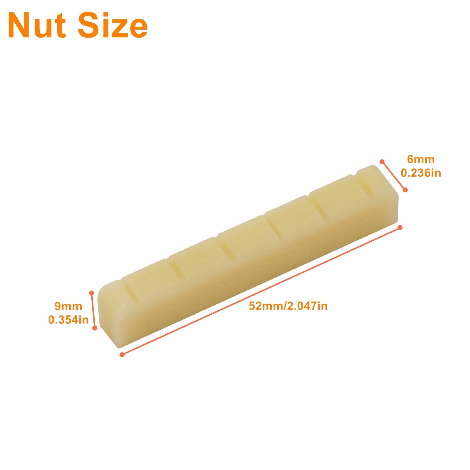 Miwayer Classical Guitar Bridge Unbleached Bone 6 Strings Saddle And Nut Made Of Real Natural Bone (Classical Bridges 2 Pair)