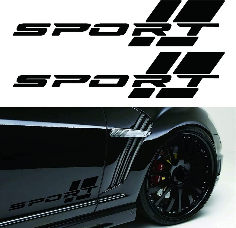 Arwy Car Sticker Sport Letter Decal,2 Pcs 16 Inch Truck Side Vinyl SelfAdhesive Sticker Fit For Car Sides Door Sticker (Black)