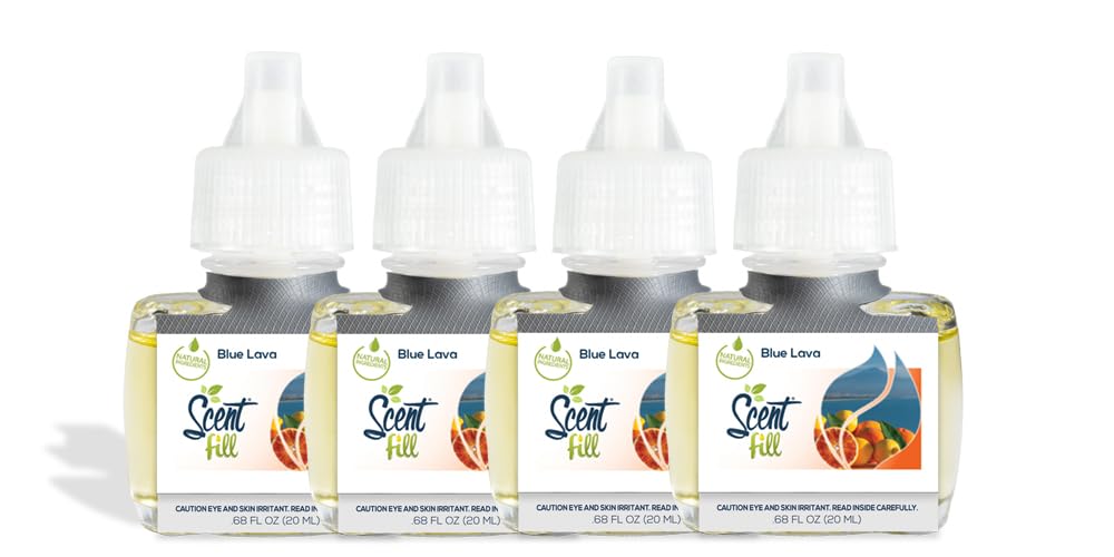 Scent Fill Blue Lava Plug In Air Freshener, 4 Scented Oil Refills