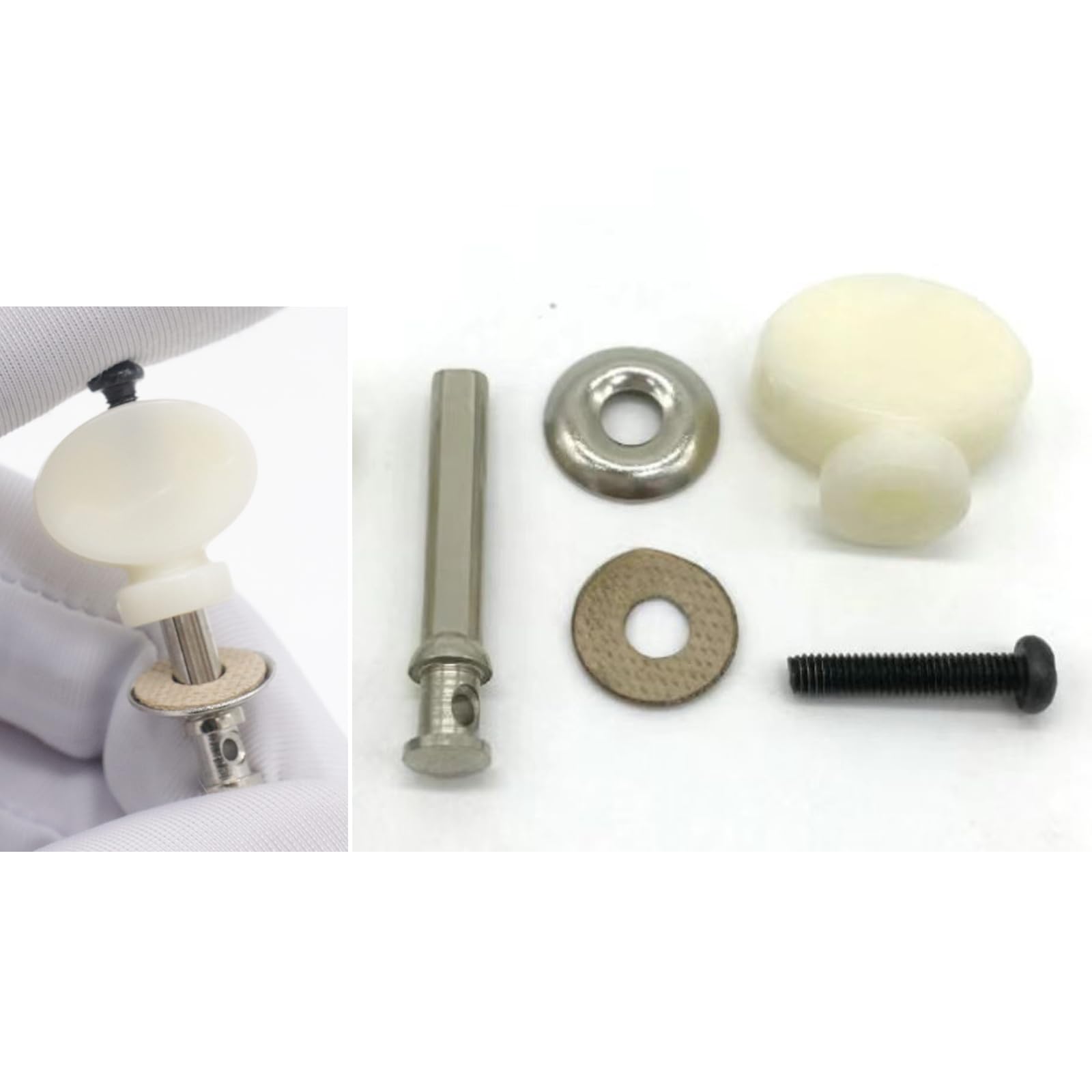 Cashbeat 4Pcs White Ukulele Tuning Pegs, Metal Pin Machine Heads Tuners With Plastic Buttons For Precise Tuning, Replacement Par