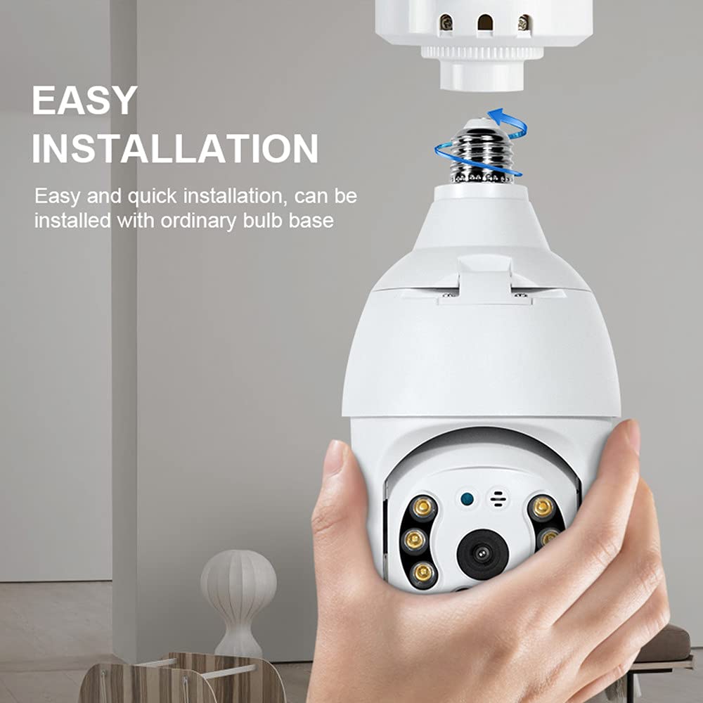 Eversecu 2K 4Mp Light Bulb Security Camera, Outdoor Waterproof, 360 View, 2.4G Wifi&Wireless, Motion Detection, Auto Tracking, 2
