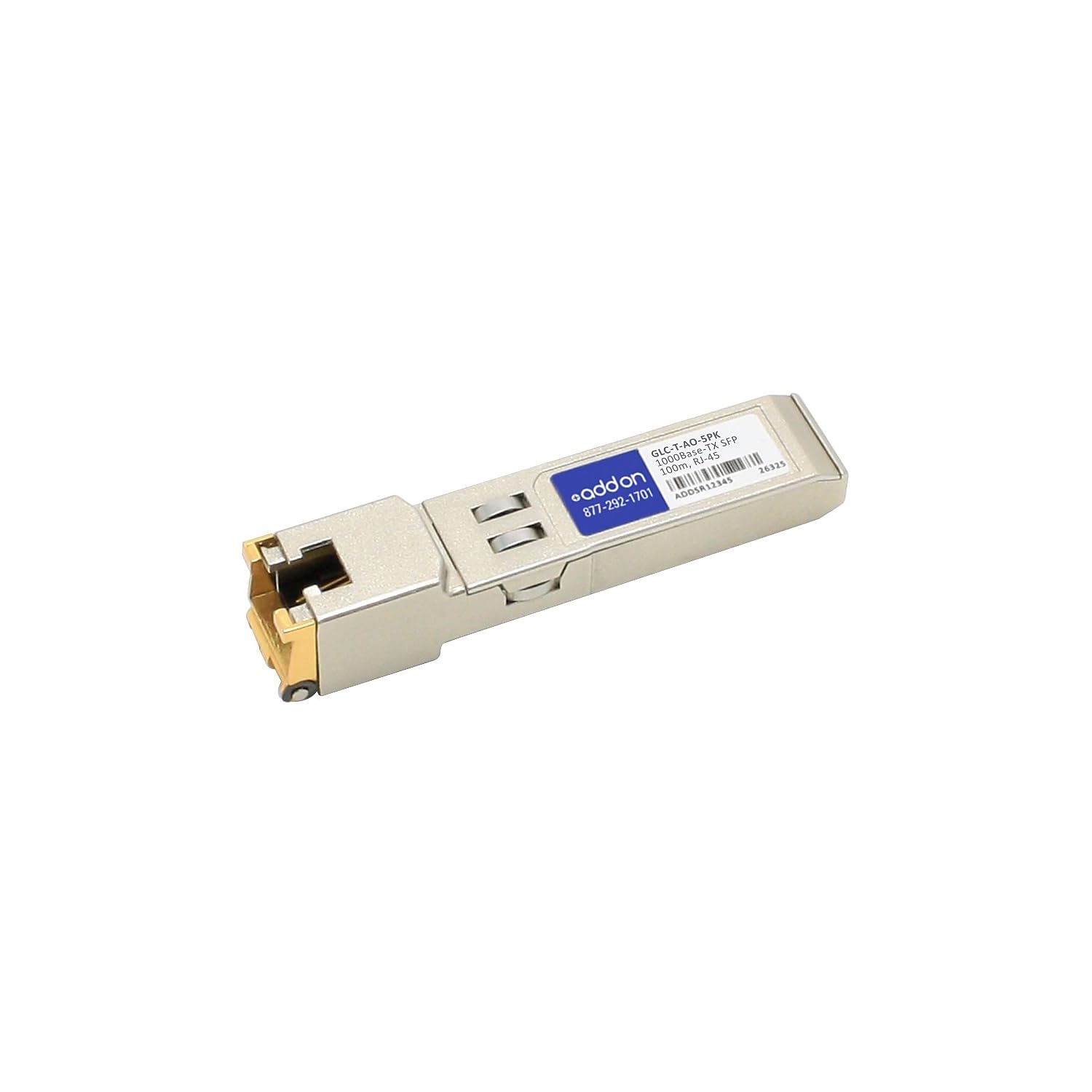 Add-On Computer Products AddOn 5-Pack of Cisco GLC-T Compatible TAA Compliant 10/100/1000Base-TX SFP Transceiver (Copper, 100M,
