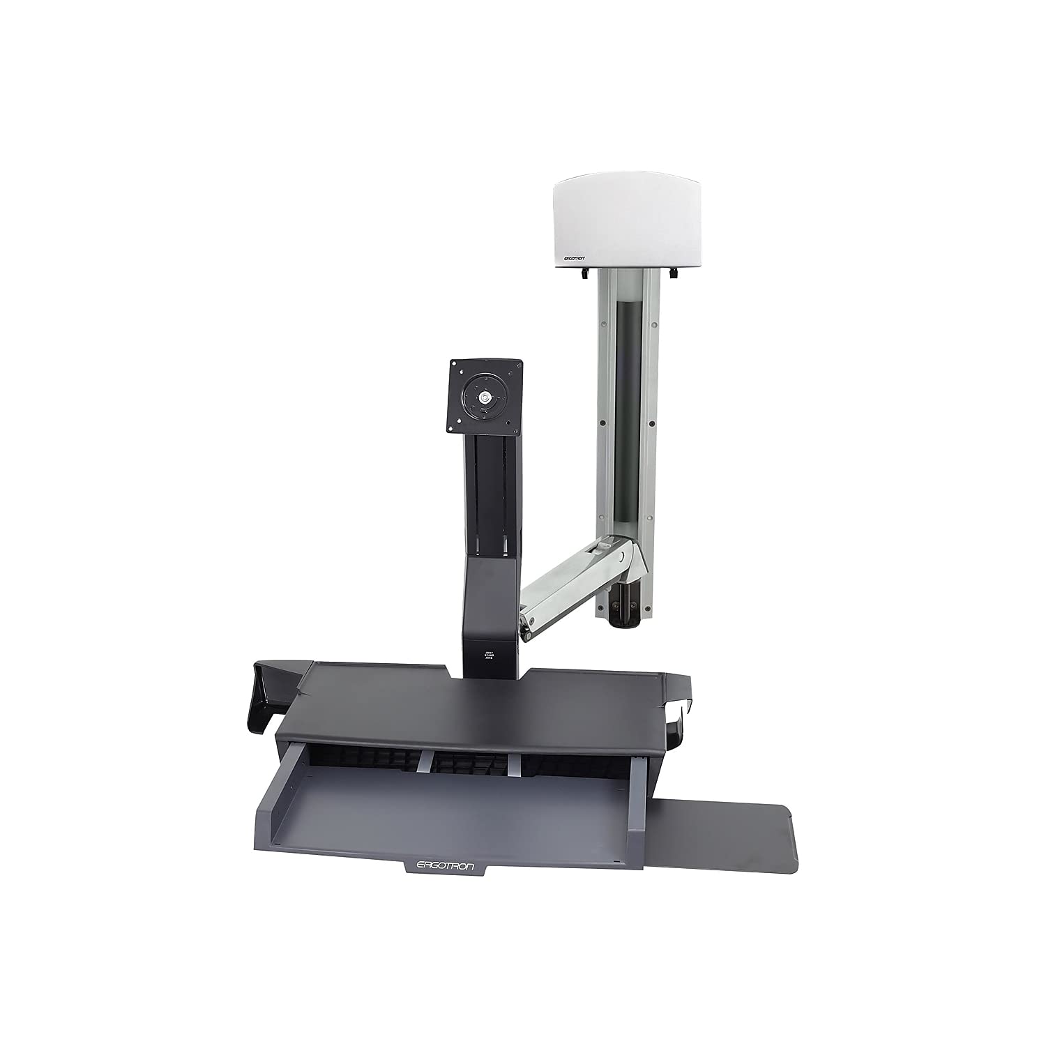 Ergotron Styleview Sit Stand Combo System With Worksurface, Polished Aluminum/Black