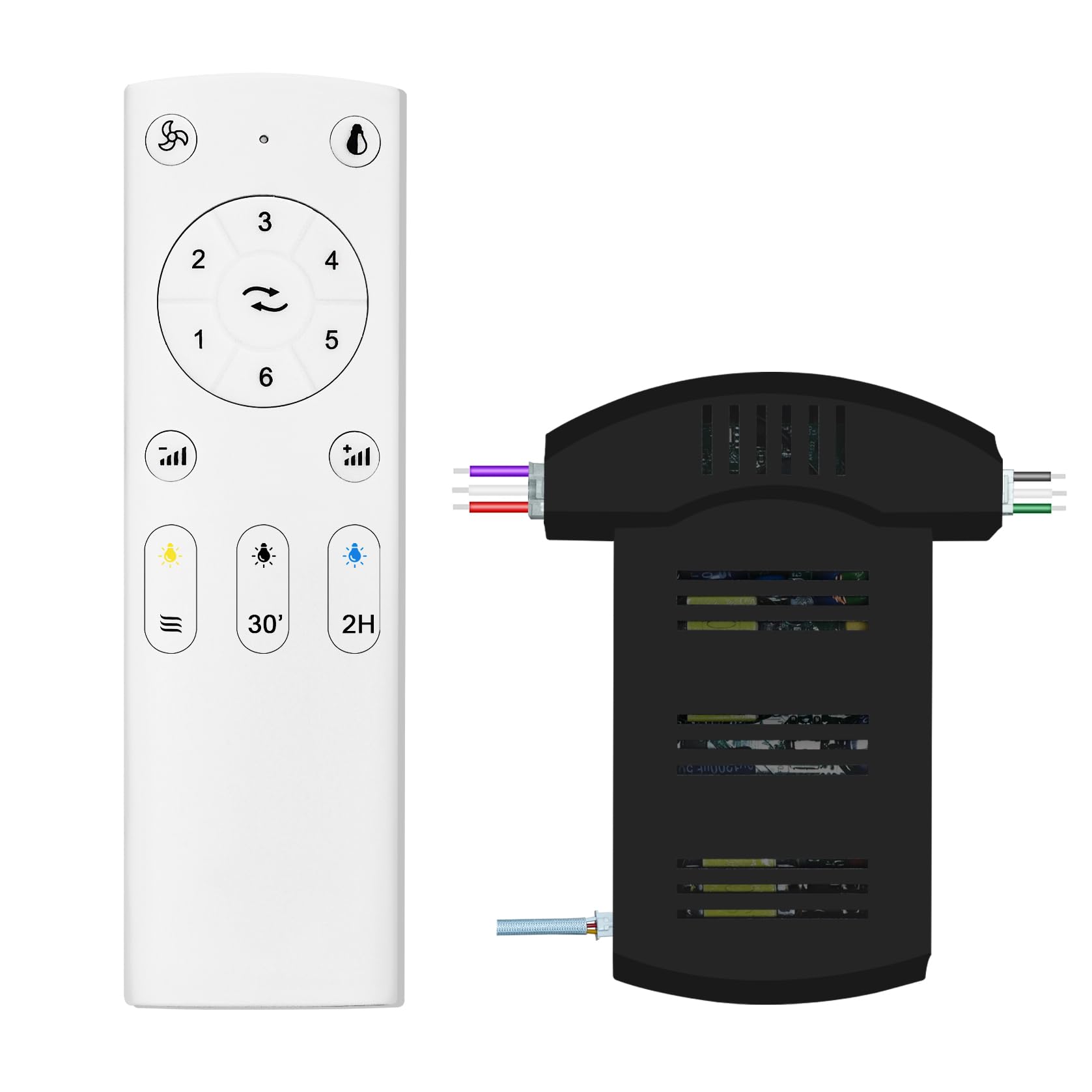 ducrew Universal Ceiling Fan Remote Kit 3-in-1 Fan Speed, Lighting, Timer Wireless Remote 6-Speed Control for Ceiling Fan Lights