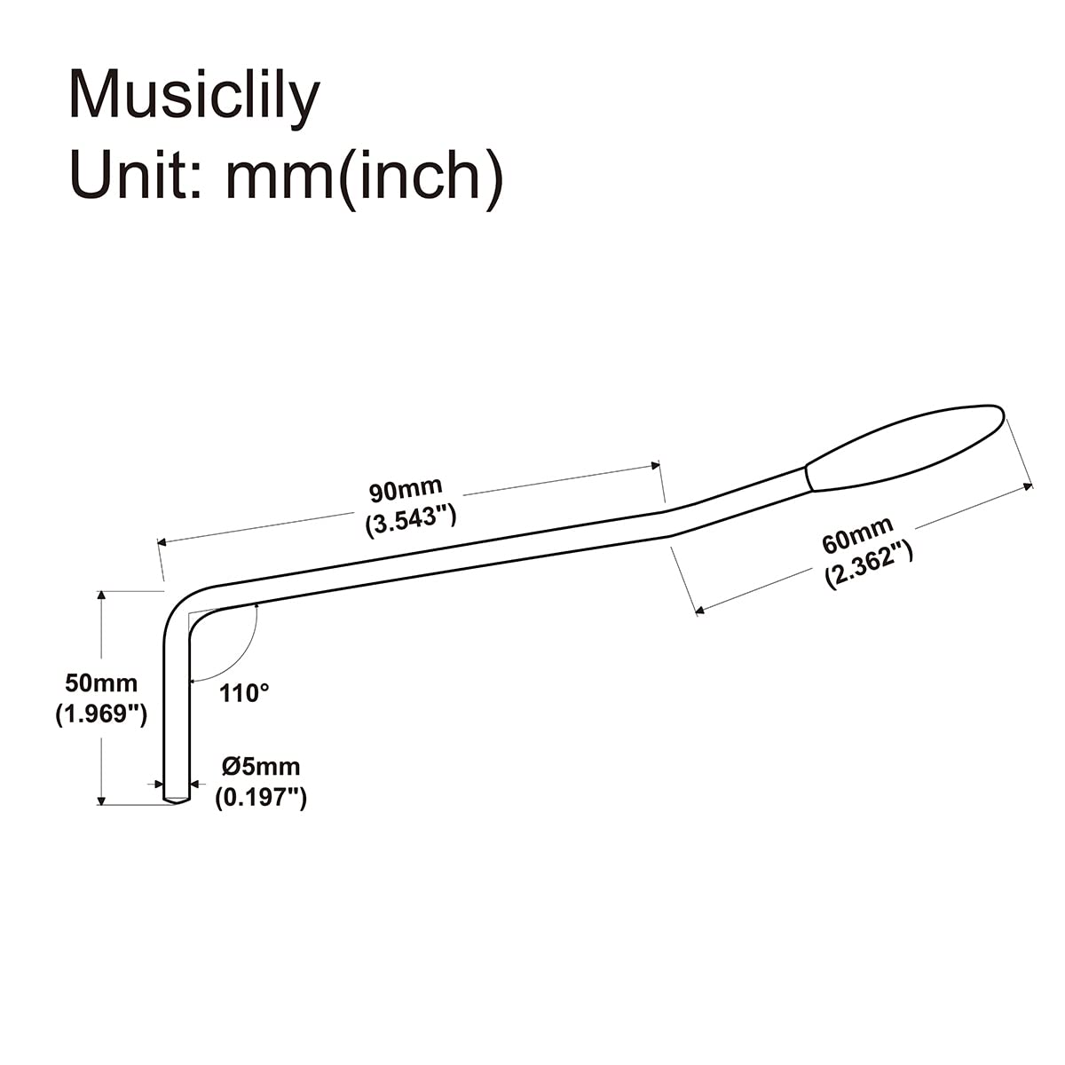 Wilkinson 5Mm Push In Tremolo Arm Whammy Bar Vibrato Arm For Korea Wilkinson Wvc/Wv2/Wv6 Tremolo Bridge, Black With Black Tip