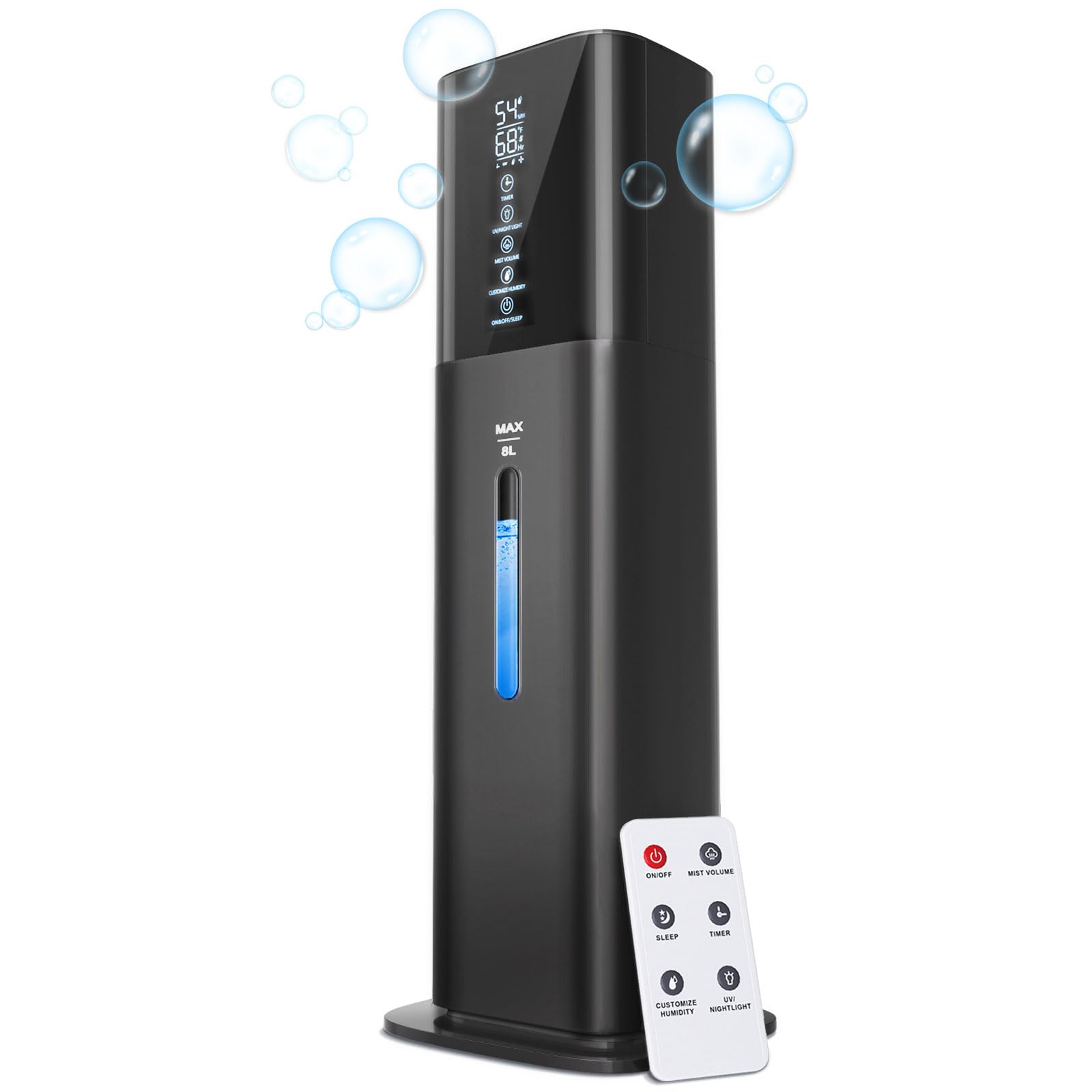 Humidifiers For Bedroom, 2.11Gal 8L Quiet Humidifiers For Large Room With Timer, 360Nozzle, 3 Speed Ultrasonic Cool Mist Humidif